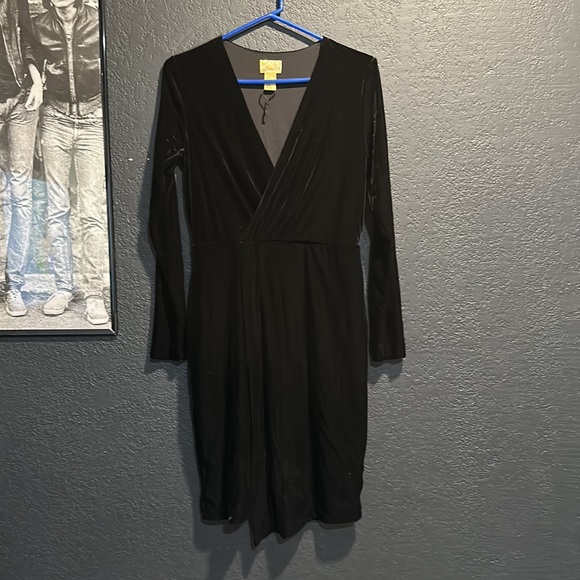 Black Velvet Wrap Dress - Picture 2 of 4